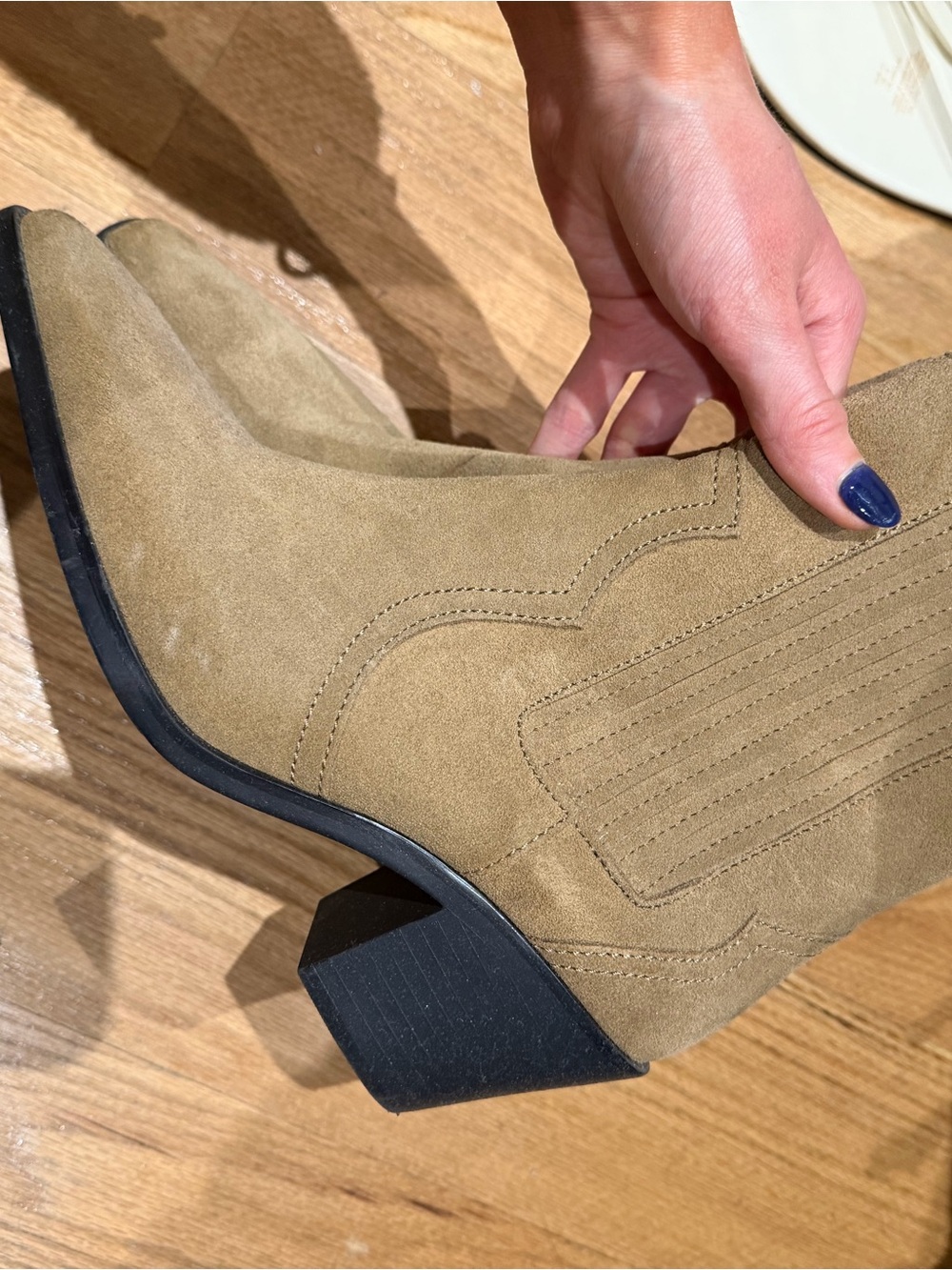 Zara Suede Ankle Chelsea / Cowboy Boot in Khaki/ Tan